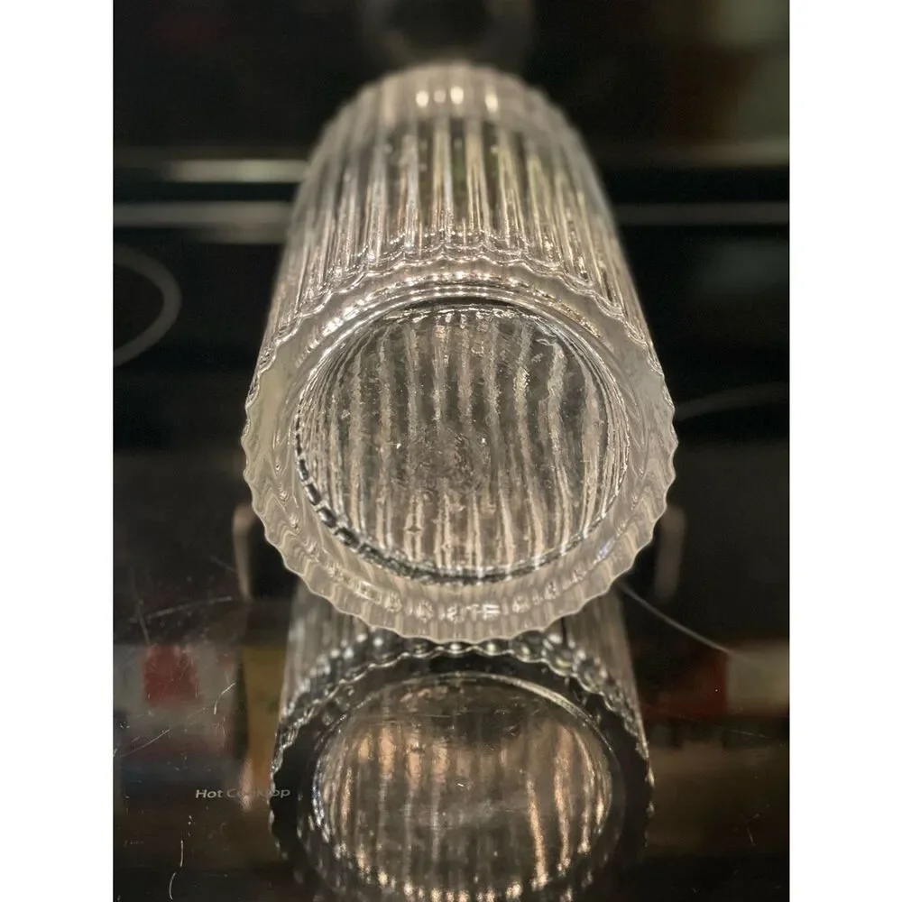Elegant Tall Clear Ribbed Glass Vase - Home Accents (9.5”H - 4.5”W)